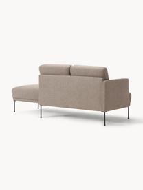 Chaise longue Fluente, Bekleding: 100% polyester Met 115.00, Frame: massief grenenhout, Poten: gepoedercoat metaal Dit p, Geweven stof nougat, B 202 x D 85 cm, rugleuning links