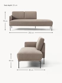 Chaise longue Fluente, Bekleding: 100% polyester Met 115.00, Frame: massief grenenhout, Poten: gepoedercoat metaal Dit p, Geweven stof nougat, B 202 x D 85 cm, rugleuning links