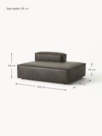 Diván modular de cuero reciclado Lennon, Tapizado: cuero reciclado (70% cuer, Estructura: madera maciza, madera con, Patas: plástico Este producto es, Cuero gris pardo, An 150 x F 119 cm, respaldo derecho