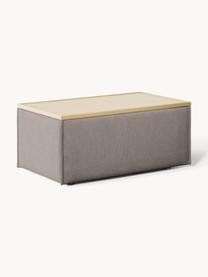 Sofa-Hocker Lennon mit Stauraum, Bezug: 100 % Polyester Der strap, Tablett: Eichenholz, Spannplatte m, Gestell: Spanplatte, mitteldichte , Webstoff Taupe, helles Eichenholz, B 88 x T 50 cm