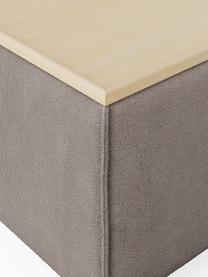 Sofa-Hocker Lennon mit Stauraum, Bezug: 100 % Polyester Der strap, Tablett: Eichenholz, Spannplatte m, Gestell: Spanplatte, mitteldichte , Webstoff Taupe, helles Eichenholz, B 88 x T 50 cm