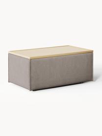 Sofa-Hocker Lennon mit Stauraum, Bezug: 100 % Polyester Der strap, Tablett: Eichenholz, Spannplatte m, Gestell: Spanplatte, mitteldichte , Webstoff Taupe, helles Eichenholz, B 88 x T 50 cm