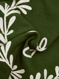 Funda de cojín bordada Joy, Parte delantera: 75% lana, 25% nylon, Parte trasera: 100% algodón, Verde oscuro, Off White, An 45 x L 45 cm