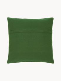 Federa ricamata Joy, Retro: 100% cotone, Verde scuro, bianco latte, Larg. 45 x Lung. 45 cm