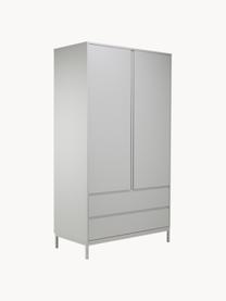 Kledingkast Ikaro in grijs, 2 deuren, Frame: gelakt MDF, Poten: gepoedercoat metaal, Hout, grijs gelakt, B 110 x H 200 cm