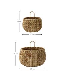 Set de cestas para colgar, 2 uds., Cesta: jacintos de agua, Estructura: alambre de acero, Marrón, Set de diferentes tamaños