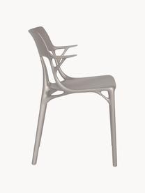 Chaises à accoudoirs en plastique A.I., 2 pièces, Plastique, Grège, larg. 54 x haut. 53 cm