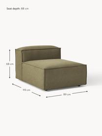 Chauffeuse modulable Lennon, Tissu vert olive, larg. 89 x prof. 119 cm