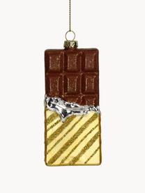 Baumanhänger Chocolate Bar, Glas, Dunkelbraun, Goldfarben, B 5 x H 12 cm