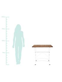 Stół ogrodowy składany z drewnianym blatem Parklife, Blat: drewno akacjowe, olejowan, Stelaż: metal ocynkowany, malowan, Biały, drewno akacjowe, S 80 x W 75 cm