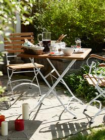 Table pliante plateau en bois Parklife, Blanc, bois d'acacia