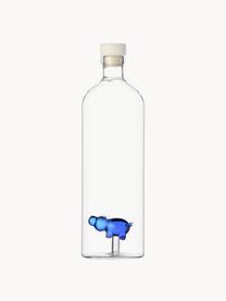 Ručne vyrobená karafa na vodu Animal Farm, 1.1 l, Borosilikátové sklo, Priehľadná,modrá, 1,1 l