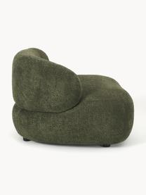 Loungefauteuil Alba uit teddy bouclé, Bekleding: 100% polyester Met 100.00, Frame: massief sparrenhout, gren, Poten: kunststof Dit product is , Teddy bouclé donkergroen, B 102 x D 89 cm, rugleuning links