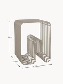 Metall-Beistelltisch Curva mit Magazinhalter, Stahl, beschichtet, Taupe, B 32 x H 43 cm