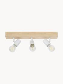 Spot plafond en bois Townshend, Blanc, bois clair, larg. 48 x haut. 13 cm