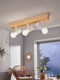 Spot plafond en bois Townshend, Blanc, bois clair, larg. 48 x haut. 13 cm