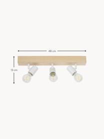 Spot plafond en bois Townshend, Blanc, bois clair, larg. 48 x haut. 13 cm