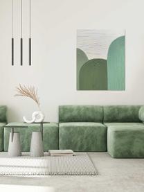 Handbeschilderde canvasdoek Green Curves, Groen, wit, B 80 x H 100 cm