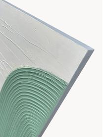 Handbeschilderde canvasdoek Green Curves, Groen, wit, B 80 x H 100 cm