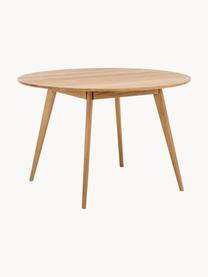 Tavolo rotondo in legno di quercia bianco lavato Yumi Ø115 cm, Gambe: legno di quercia massicci, Legno di quercia, Ø 115 cm