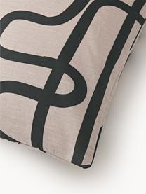 Funda de almohada de algodón Malu, Turrón, negro, An 45 x L 110 cm