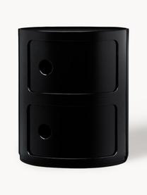 Contenitore di design con 2 cassetti Componibili, Plastica certificata Greenguard, Nero, Ø 32 x Alt. 40 cm