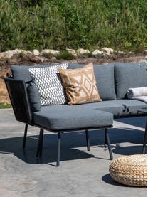 Tuinloungeset Stringa, 3-delig, Bekleding: 100% polyester Met 20.000, Frame: gepoedercoat metaal, Tafelblad: hout, Frame: gepoedercoat metaal, Geweven stof donkergrijs, zwart, Set met verschillende groottes