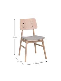 Houten stoelen Nagano met gestoffeerde zitting, 2 stuks, Bekleding: 100 % polyester, Beige, lichtgrijs, B 50 x D 51 cm