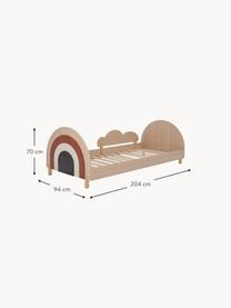 Łóżko dziecięce z drewna Charli, 90 x 200 cm, Sklejka, płyta pilśniowa średniej gęstości (MDF), Drewno naturalne, wielobarwny, S 94 x D 204 cm