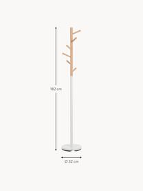 Věšák na oblečení s 6 háčky Kent, Bílá, bukové dřevo, Ø 32 cm, V 182 cm