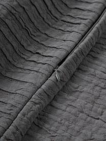 Housse de coussin en coton avec motif plissé Artemis, 99 % coton, 1 % polyester, Anthracite, larg. 50 x long. 50 cm