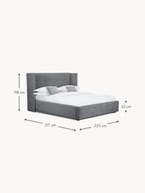 Gestoffeerd bed Star met opbergruimte, Bekleding: polyester (gestructureerd, Frame: massief grenenhout en pla, Geweven stof grijs, B 140 x L 200 cm