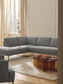 Sofa narożna Fluente, Tapicerka: 100% poliester Dzięki tka, Stelaż: lite drewno sosnowe, skle, Nogi: metal malowany proszkowo , Jasnoszara tkanina, S 221 x G 200 cm, lewostronna