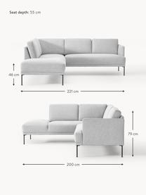 Ecksofa Fluente, Bezug: 100 % Polyester Der strap, Gestell: Massives Kiefernholz, Bir, Webstoff Hellgrau, B 221 x T 200 cm, Eckteil links