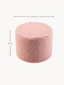 Pouf en peluche pour enfant Sugar, Ø 40 cm, Peluche rose pâle, Ø 40 x haut. 25 cm