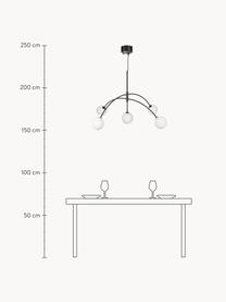 Grosse Pendelleuchte Heaven aus Opalglas, Baldachin: Metall, beschichtet, Schwarz, Ø 117 x H 70 cm