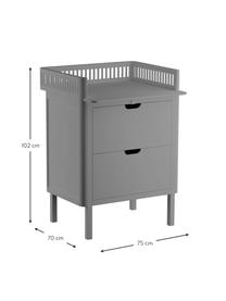 Přebalovací pult Sebra, Bukové dřevo, dřevovláknitá deska střední hustoty (MDF), Bukové dřevo, tmavě šedá lakovaný, Š 75 cm, V 102 cm