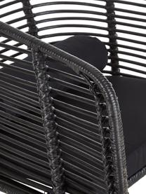Chaise en rotin Merete, Assise : noir Structure : noir, mat Housses de coussin : noir