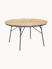 Ronde tuintafel Hard & Ellen met teakhouten tafelblad, verschillende formaten, Tafelblad: gepolijst teakhout, Frame: gepoedercoat aluminium, Teakhout, antraciet, Ø 110 x H 73 cm