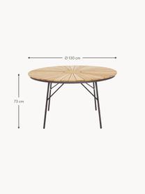 Ronde tuintafel Hard & Ellen met teakhouten tafelblad, verschillende formaten, Tafelblad: gepolijst teakhout, Frame: gepoedercoat aluminium, Teakhout, antraciet, Ø 110 x H 73 cm