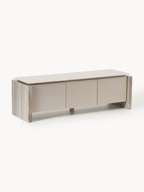 Credenza bassa in marmo e metallo Bruce, Gambe: marmo, Piedini: legno di mango massiccio , Beige chiaro, beige marmorizzato, Larg. 145 x Alt. 45 cm