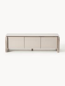 Credenza bassa in marmo e metallo Bruce, Gambe: marmo, Piedini: legno di mango massiccio , Beige chiaro, beige marmorizzato, Larg. 145 x Alt. 45 cm