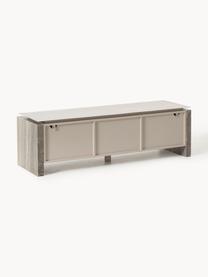 Credenza bassa in marmo e metallo Bruce, Gambe: marmo, Piedini: legno di mango massiccio , Beige chiaro, beige marmorizzato, Larg. 145 x Alt. 45 cm