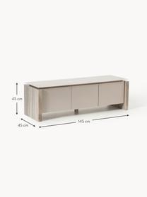 Credenza bassa in marmo e metallo Bruce, Gambe: marmo, Piedini: legno di mango massiccio , Beige chiaro, beige marmorizzato, Larg. 145 x Alt. 45 cm