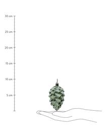 Adornos navideños irrompibles Zapfen, 4 uds., Figura: plástico, Verde, blanco, Ø 5 x Al 9 cm