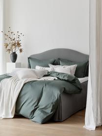 Letto boxspring premium Dahlia, Materasso: nucleo a 5 zone di molle , Piedini: legno massiccio di betull, Tessuto grigio scuro, Larg. 140 x Lung. 200 cm, grado di durezza H2