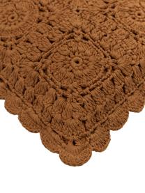 Housse de coussin 45x45 crochetée Brielle, 100 % coton, Jaune, larg. 45 x long. 45 cm