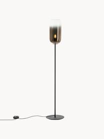 Lampa podłogowa ze szkła dmuchanego Gople, Stelaż: aluminium powlekane, Brązowy, czarny, W 170 cm