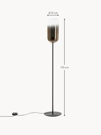 Lampadaire soufflé bouche Gople, Brun, noir, haut. 170 cm