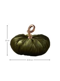 Zucca decorativa in velluto Pumpis, 15% poliresina, 35% acrilico, 25% poliestere, 25% riempimento con sabbia di quarzo, Verde scuro, Ø 24 x Alt. 22 cm